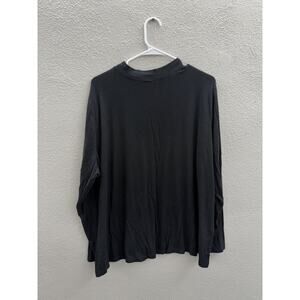 Ava and Viv Womens Shirt Size 3X Black Ribbed Long Sleeve Mock Neck